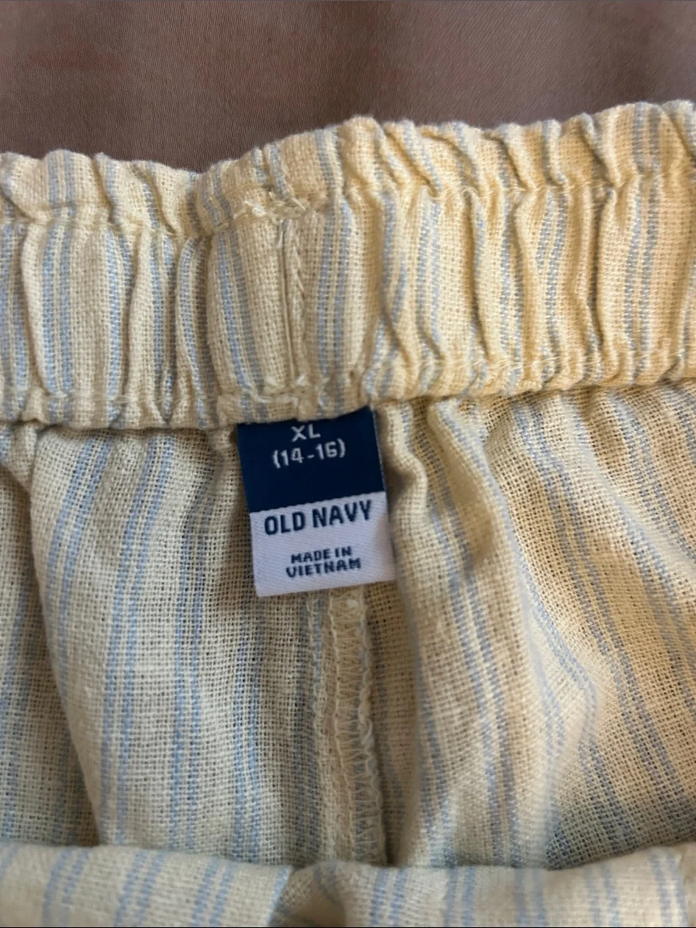 Old Navy Girls Linen Blend Yellow and Light Blue Striped Kids Shorts